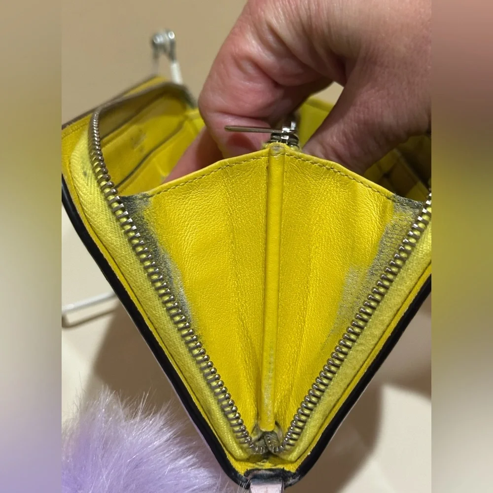 Christian Dior Lavender & Yellow Large Zip Wallet W/added Wristlet *RARE*